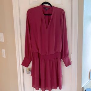 White House Black Market PinkRed Long Sleeve Dress